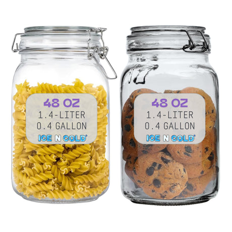 Airtight Glass Storage Jars with Clamp Lid – Food Storage Containers with Rubber Gasket Seal – Pantry & Kitchen Canisters for Dry Goods, Coffee, Sugar, Pasta – 0.4L to 4L Sizes