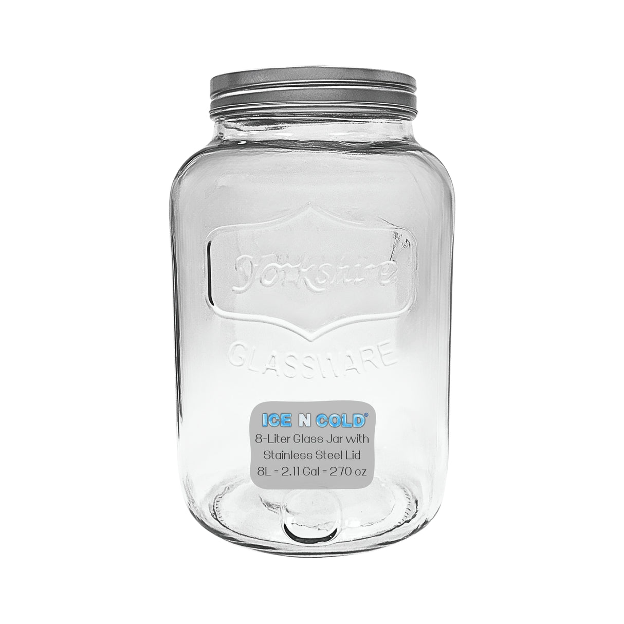 Large Glass Jar in 8 liter and 4 liter- Clear Wide Mouth Container for Storage, Kitchen, Pantry, and Laundry