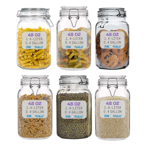 Airtight Glass Storage Jars with Clamp Lid – Food Storage Containers with Rubber Gasket Seal – Pantry & Kitchen Canisters for Dry Goods, Coffee, Sugar, Pasta – 0.4L to 4L Sizes