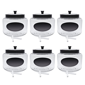 Kitchen and Laundry Storage Glass Jar – Wide Mouth Round Glass Storage Container with Black Steel Lid and Chalkboard Label - 2 Sticks of Chalk Included