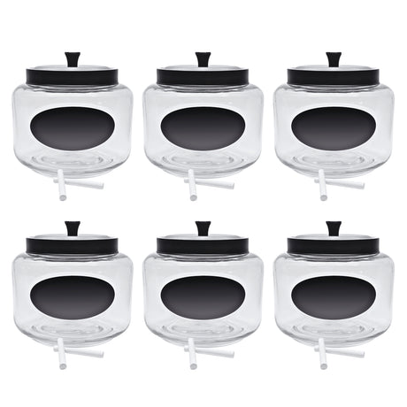 Kitchen and Laundry Storage Glass Jar – Wide Mouth Round Glass Storage Container with Black Steel Lid and Chalkboard Label - 2 Sticks of Chalk Included