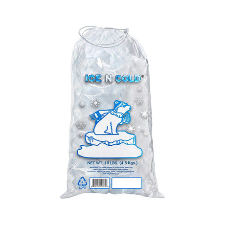 10lb Ice Bags with Cotton String Drawstring – 41 Micron Heavy Duty Commercial Food Grade LDPE, BPA-Free, Freezer Safe Plastic, 11" x 19", UPC Barcode & Store ID, Bolsas Hielo, Bolsas Para Hielo, Ice Cube Machine Storage Bag – Wholesale ICE N COLD®