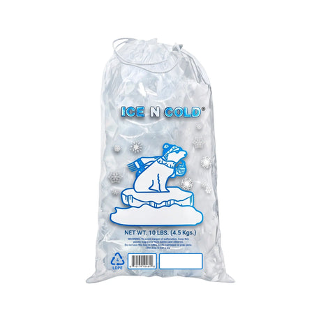 10lb Ice Bags with Cotton String 41 Micron Commercial & Food Grade LDPE, BPA-Free, Freezer Safe Plastic, 11" x 19" Bolsas Hielo, Bolsas Para Hielo, Ice Cube Machine Storage Bag (10 lb) ICE N COLD®