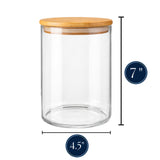 Borosilicate Glass Storage Canisters with Bamboo Lids - Airtight Pantry Jars for Flour, Sugar, Rice, Pasta, Coffee & Candles - Clear Kitchen Containers