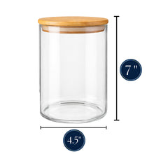 Load image into Gallery viewer, Borosilicate Glass Storage Canisters with Bamboo Lids - Airtight Pantry Jars for Flour, Sugar, Rice, Pasta, Coffee &amp; Candles - Clear Kitchen Containers
