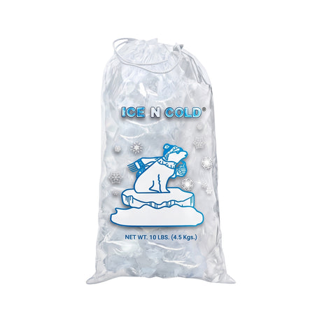 10lb Ice Bags with Cotton String 41 Micron Commercial & Food Grade LDPE, BPA-Free, Freezer Safe Plastic, 11" x 19" Bolsas Hielo, Bolsas Para Hielo, Ice Cube Machine Storage Bag (10 lb) ICE N COLD®