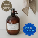 1 Gallon (128 oz) Amber Glass Jug/Growler w/ 38mm Black Polyseal Lid & Cap | Pack of 1
