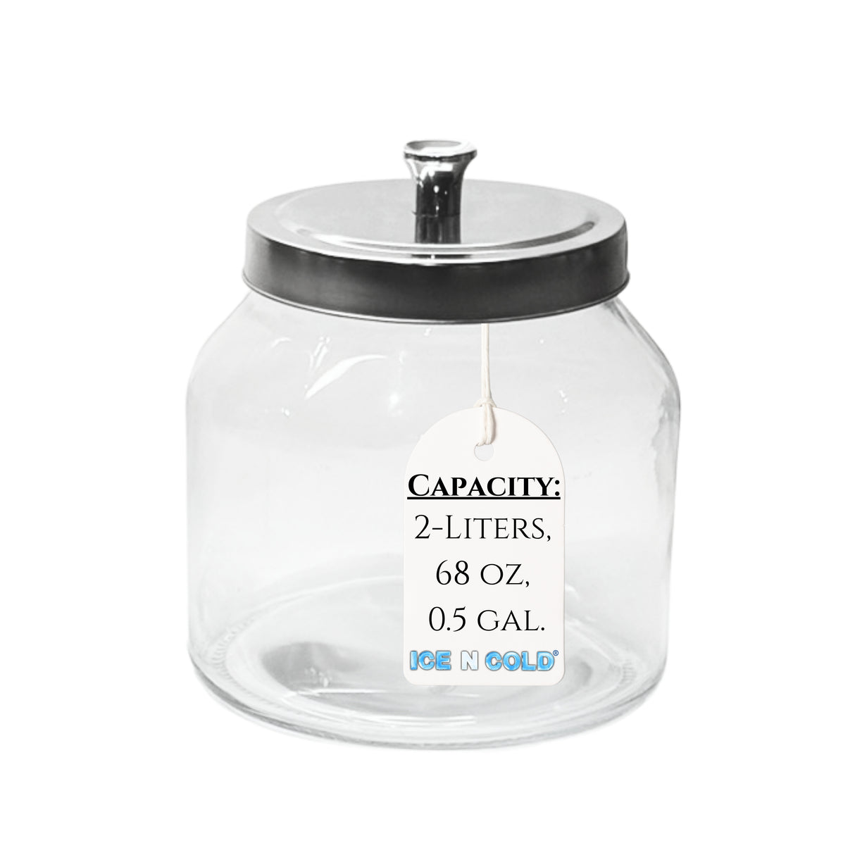 2-Liter, Half Gallon Glass Jar with Silver Steel Lid – for Kitchen, Pantry, & Laundry Items | Storage for Cookies, Flour, Pasta, Laundry Pods