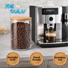 Load image into Gallery viewer, Borosilicate Glass Storage Canisters with Bamboo Lids - Airtight Pantry Jars for Flour, Sugar, Rice, Pasta, Coffee &amp; Candles - Clear Kitchen Containers
