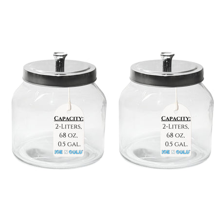 2-Liter, Half Gallon Glass Jar with Silver Steel Lid – for Kitchen, Pantry, & Laundry Items | Storage for Cookies, Flour, Pasta, Laundry Pods