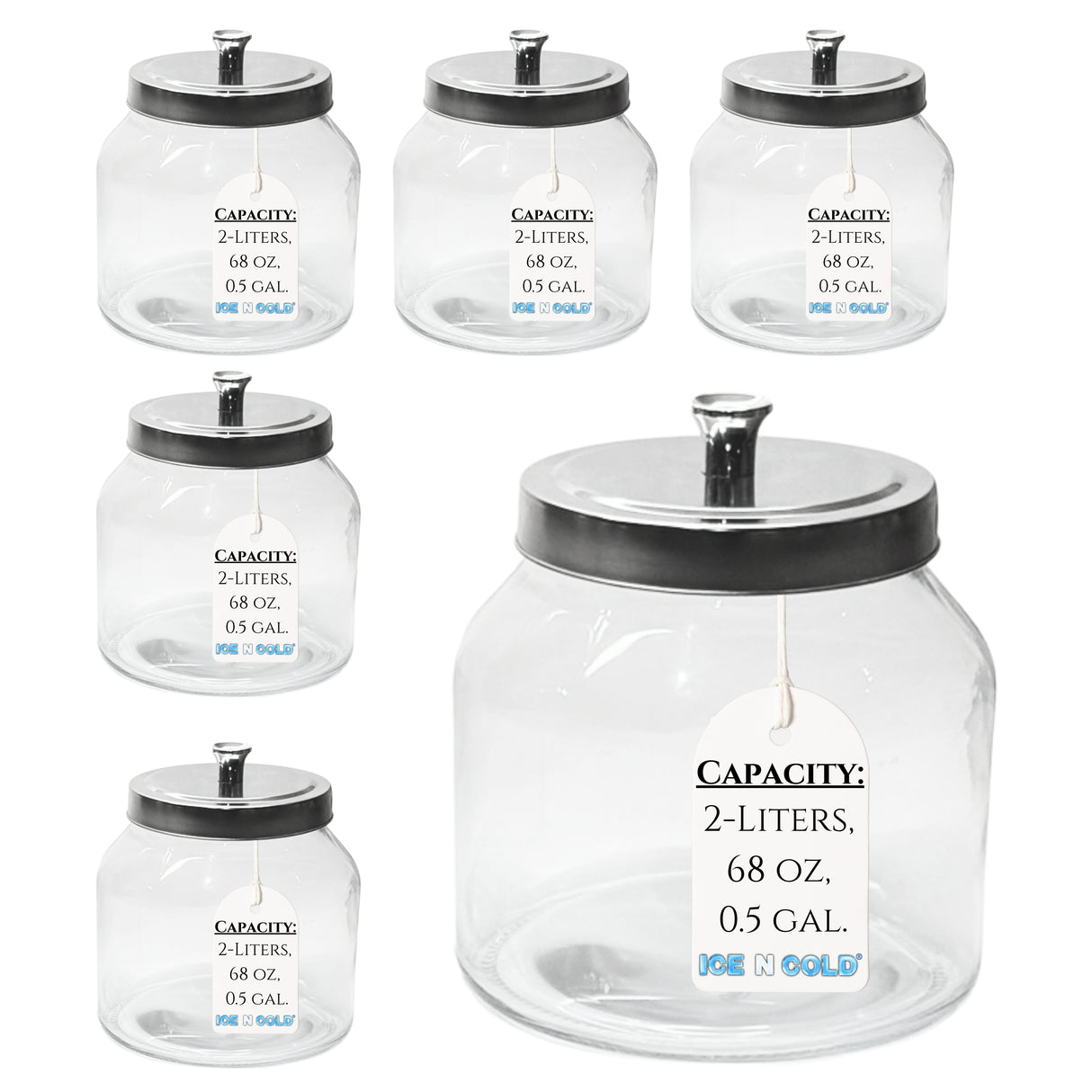 2-Liter, Half Gallon Glass Jar with Silver Steel Lid – for Kitchen, Pantry, & Laundry Items | Storage for Cookies, Flour, Pasta, Laundry Pods