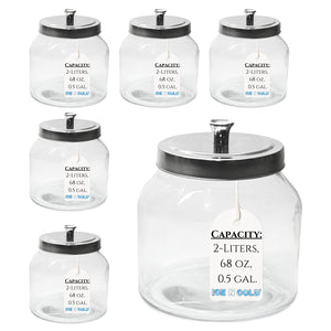 2-Liter, Half Gallon Glass Jar with Silver Steel Lid – for Kitchen, Pantry, & Laundry Items | Storage for Cookies, Flour, Pasta, Laundry Pods