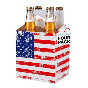 4pk Cardboard Carrier (American Flag) - 12oz Bottles & Cans ICE N COLD®
