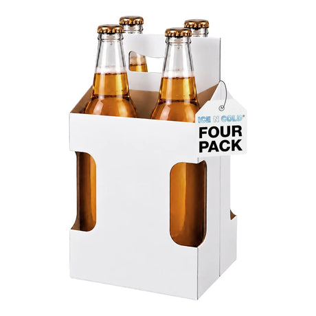 4pk Cardboard Carrier (White, Label View) - 12oz Bottles & Cans (Copy) ICE N COLD®