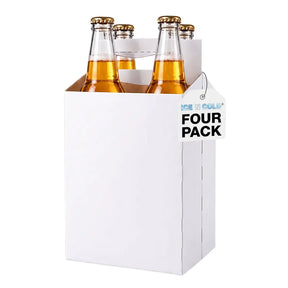 4pk Cardboard Carrier (White) - 12oz Bottles & Cans ICE N COLD®