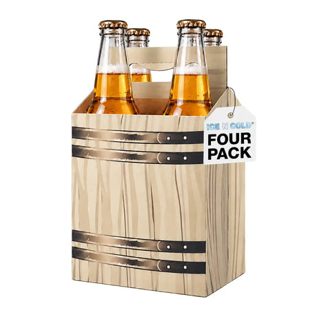 4pk Cardboard Carrier (Barrel Brown) - 12oz Bottles & Cans ICE N COLD®