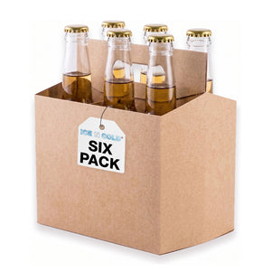 6pk Cardboard Carrier Kraft 12oz - 16oz Bottles & Cans 8x7x5 for Convenience Store, Eco Friendly, Moisture & Humidity Resistant | High Quality 18 Point Wet Board Strength (6 Pack) ICE N COLD®