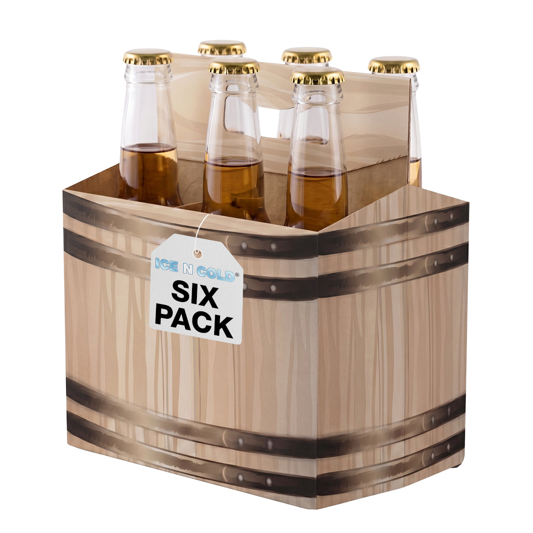 6pk Cardboard Carrier (Barrel) 12oz Bottles & Cans | Made In USA ICE N COLD®