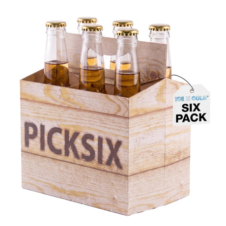 6pk Crate Cardboard Bottle Holder (Brown Crate Pick Six) 12oz Bottles & Cans | Made In USA ICE N COLD®