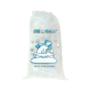 ICE N COLD® 10lb Ice Bags with Drawstring Closure | 41 mic Thickness | Portable Storage and Freezer Keeper
