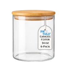 Load image into Gallery viewer, Borosilicate Glass Storage Canisters with Bamboo Lids - Airtight Pantry Jars for Flour, Sugar, Rice, Pasta, Coffee &amp; Candles - Clear Kitchen Containers
