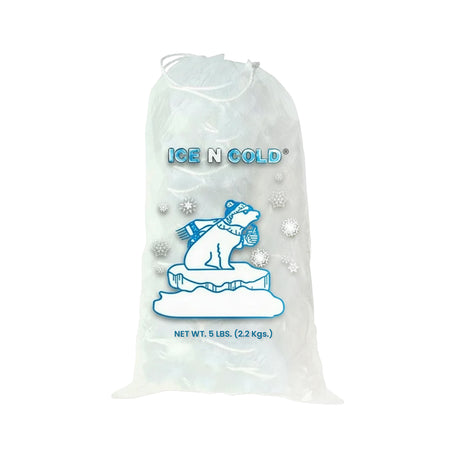 ICE N COLD® 5lb Ice Bags with Drawstring Closure | 37 mic Thickness | Portable Storage and Freezer Keeper