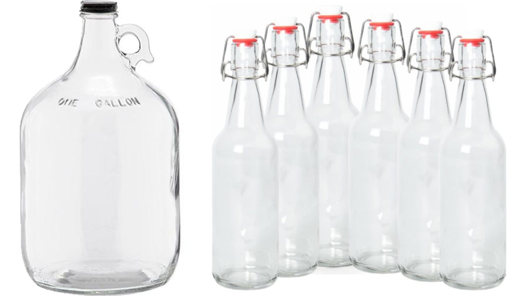 1 Gallon Glass Jugs and 16-20oz Growlers Sets For Beverages, Oil, Vinegar, Kombucha, Beer, Water, Soda, Kefir