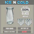 6.76 oz / 200ml Vintage Glass Bottle with Leakproof Clear Lid, Reusable & Eco-Friendly – Ideal for Milk, Juices, Smoothies, Infused Water, BPA-Free Glass Bottle ICE N COLD®