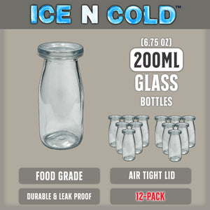 6.76 oz / 200ml Vintage Glass Bottle with Leakproof Clear Lid, Reusable & Eco-Friendly – Ideal for Milk, Juices, Smoothies, Infused Water, BPA-Free Glass Bottle