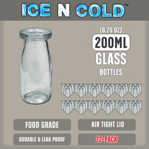 6.76 oz / 200ml Vintage Glass Bottle with Leakproof Clear Lid, Reusable & Eco-Friendly – Ideal for Milk, Juices, Smoothies, Infused Water, BPA-Free Glass Bottle