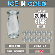 Load image into Gallery viewer, 6.76 oz / 200ml Vintage Glass Bottle with Leakproof Clear Lid, Reusable &amp; Eco-Friendly – Ideal for Milk, Juices, Smoothies, Infused Water, BPA-Free Glass Bottle

