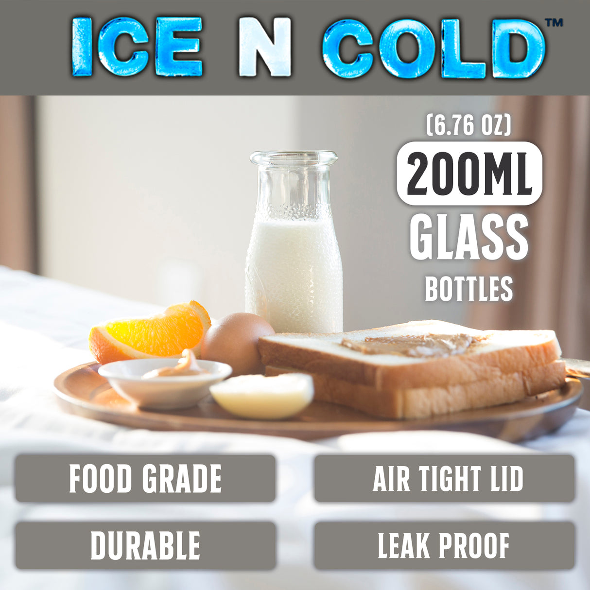 6.76 oz / 200ml Vintage Glass Bottle with Leakproof Clear Lid, Reusable & Eco-Friendly – Ideal for Milk, Juices, Smoothies, Infused Water, BPA-Free Glass Bottle