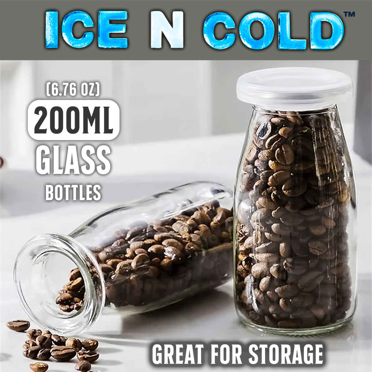 6.76 oz / 200ml Vintage Glass Bottle with Leakproof Clear Lid, Reusable & Eco-Friendly – Ideal for Milk, Juices, Smoothies, Infused Water, BPA-Free Glass Bottle