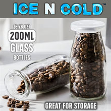Load image into Gallery viewer, 6.76 oz / 200ml Vintage Glass Bottle with Leakproof Clear Lid, Reusable &amp; Eco-Friendly – Ideal for Milk, Juices, Smoothies, Infused Water, BPA-Free Glass Bottle
