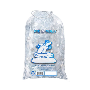 20lb Ice Bags with Cotton String Drawstring – 50 Micron Heavy Duty Commercial Food Grade LDPE, BPA-Free, Freezer Safe Plastic, 15" x 22", UPC Barcode & Store ID, Bolsas Hielo, Bolsas Para Hielo, Ice Cube Machine Storage Bag – Wholesale ICE N COLD®