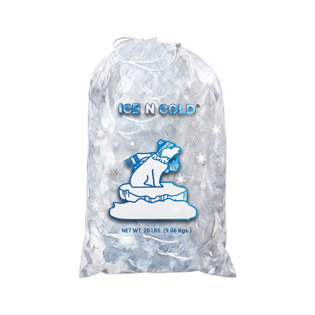 20lb Ice Bags with Cotton String 50 Micron Commercial & Food Grade LDPE, BPA-Free, Freezer Safe Plastic, 15" x 22" Bolsas Hielo, Bolsas Para Hielo, Ice Cube Machine Storage Bag (20 lb) ICE N COLD®