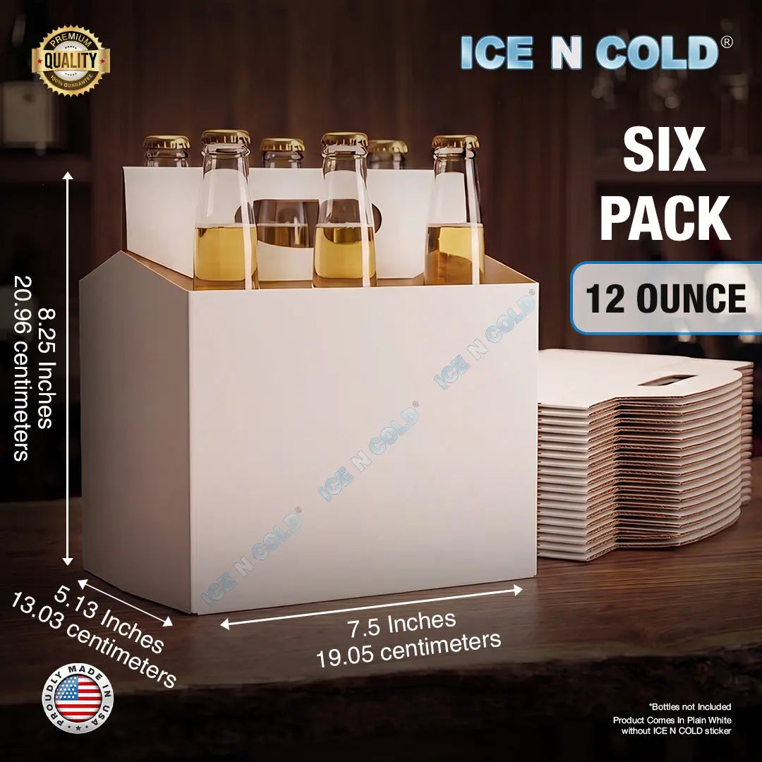 ICE N COLD® Econo Pack Six Pack Cardboard Bottle Holder | Fits 12-16oz bottles | 140 Pack ICE N COLD®