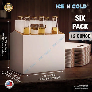 ICE N COLD® Econo Pack Six Pack Cardboard Bottle Holder | Fits 12-16oz bottles | 140 Pack ICE N COLD®