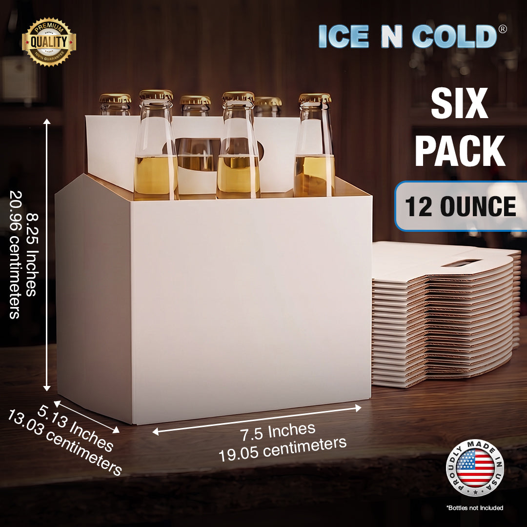 6pk Econo Pack Six Pack Cardboard Bottle Holder | Fits 12-16oz bottles | 140 Pack ICE N COLD®