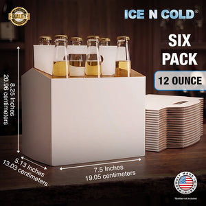 6pk Econo Pack Six Pack Cardboard Bottle Holder | Fits 12-16oz bottles | 140 Pack ICE N COLD®