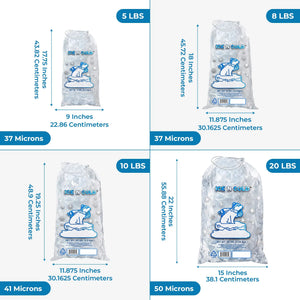5lb Ice Bags with Cotton String Drawstring – 37 Micron Commercial Food Grade LDPE, BPA-Free, Freezer Safe Plastic, 9" x 17", Bolsas Hielo, Bolsas Para Hielo, Ice Cube Machine Storage Bag – Wholesale ICE N COLD®