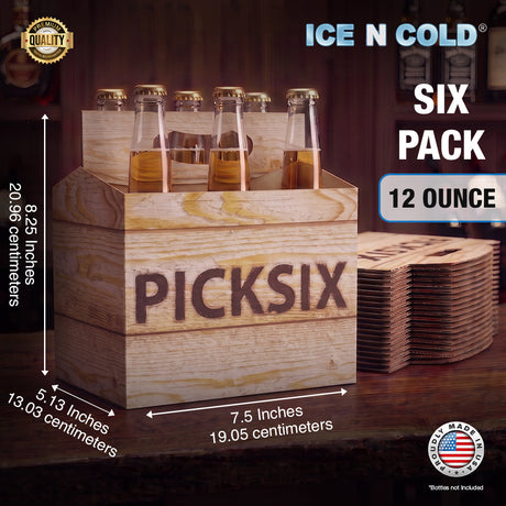 6pk Crate Cardboard Bottle Holder (Brown Crate Pick Six) 12oz Bottles & Cans | Made In USA ICE N COLD®