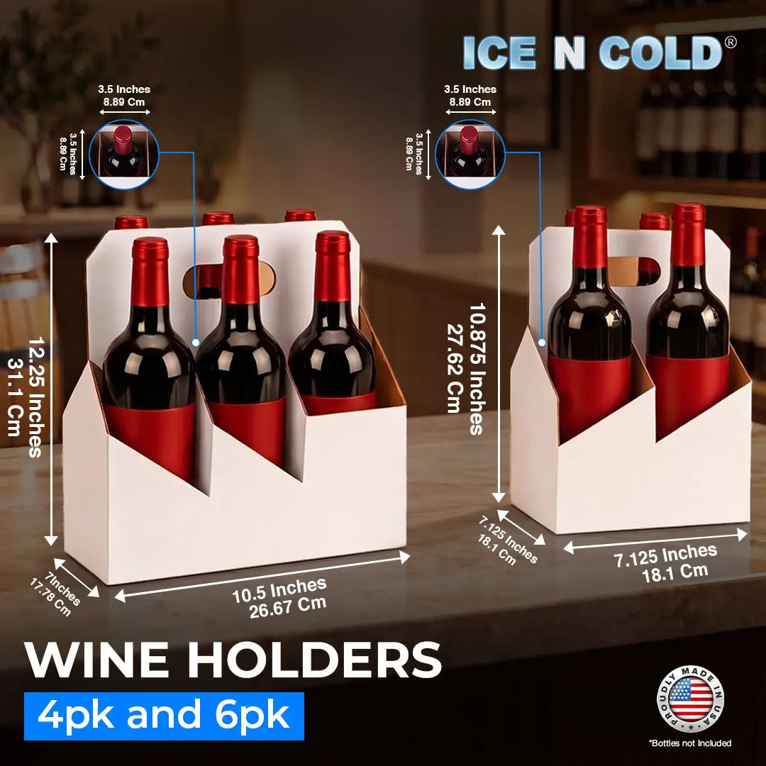 6pk Cardboard Wine Bottle Carrier (White) - 750ml & 22oz Wine & Beer Bottles ICE N COLD®