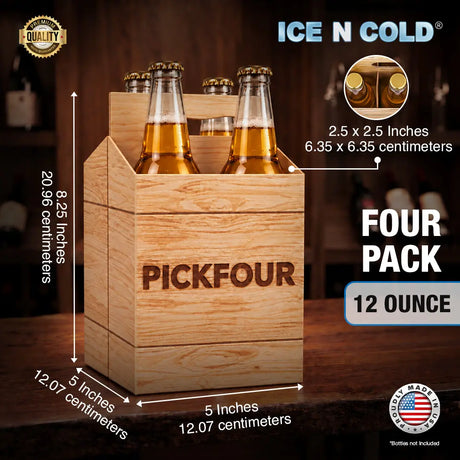 4pk Cardboard Carrier (Crate PickFour) - 12oz Bottles & Cans ICE N COLD®