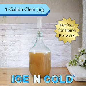 1 Gallon (128oz) Glass Fermenting Jug with Handle, Black Polyseal Lid & Cap