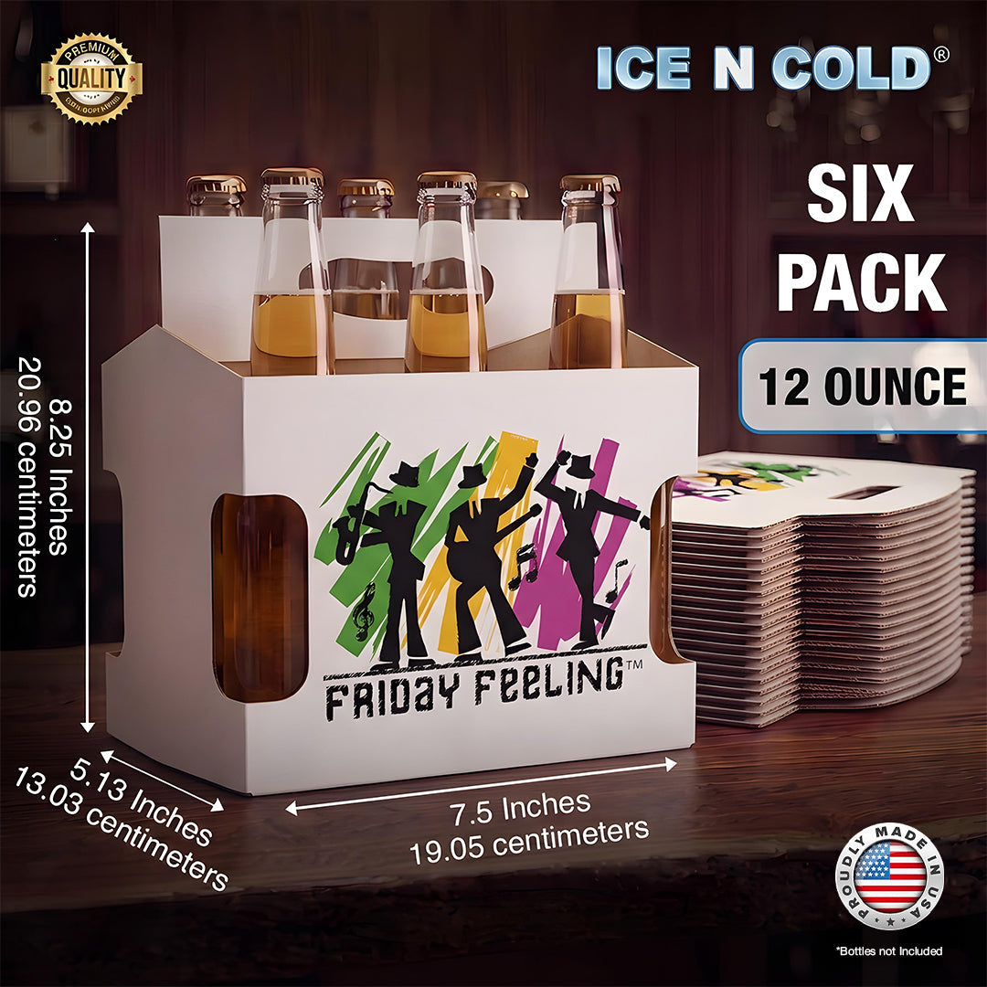 6pk Cardboard Carrier (Friday Feeling Die-Cut) 12oz Bottles & Cans | Made In USA C-Store Packaging