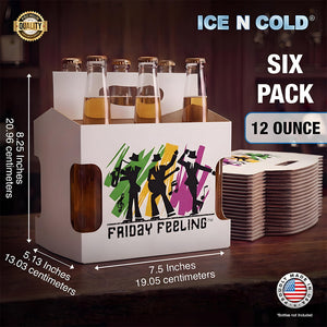 6pk Cardboard Carrier (Friday Feeling Die-Cut) 12oz Bottles & Cans | Made In USA C-Store Packaging