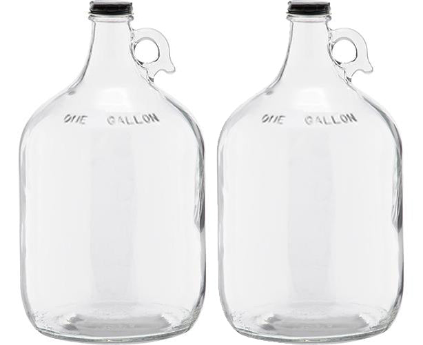 1 Gallon (128 oz) Clear Glass Jug With 38mm Black Polyseal Lid & Cap | Pack of 1