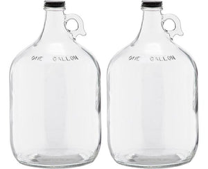 1 Gallon (128 oz) Clear Glass Jug With 38mm Black Polyseal Lid & Cap | Pack of 1