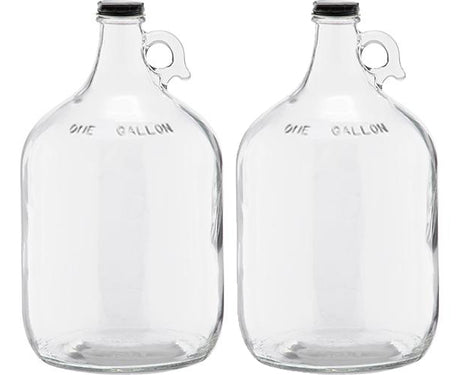 1 Gallon (128 oz) Clear Glass Jug With 38mm Black Polyseal Lid & Cap | Pack of 1